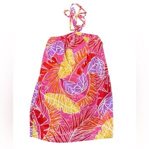 Renee Collection Tropical Print Halter Dress in Vibrant Pink
